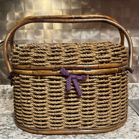 Woven Basket with Purple Lining & accent - Picture 3 of 16